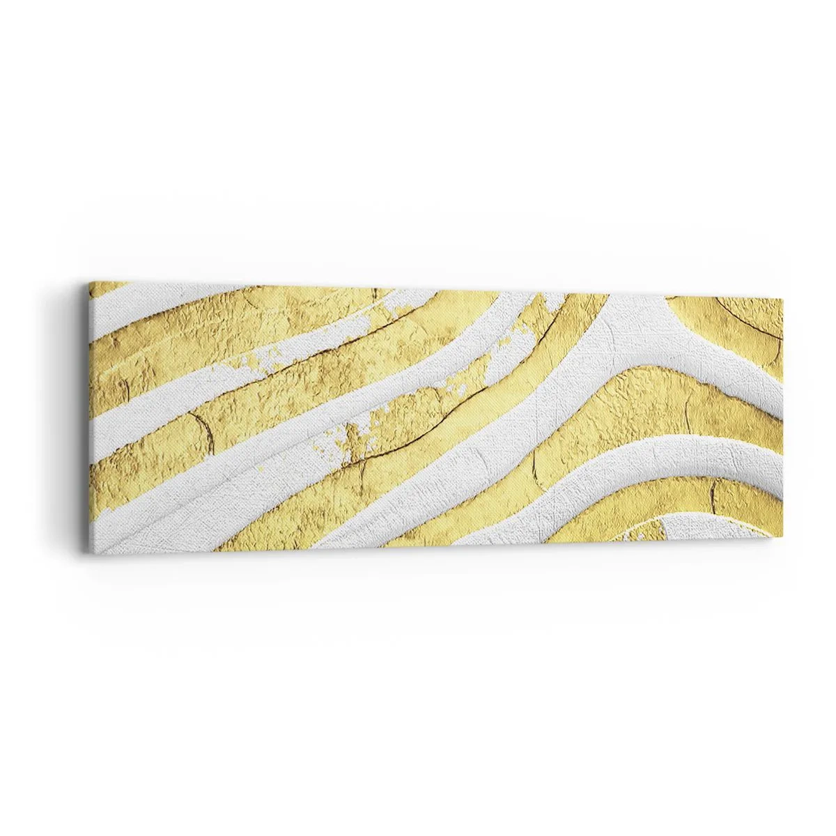 Bild auf Leinwand - Leinwandbild - Komposition in Weiß und Gold - 90x30 cm