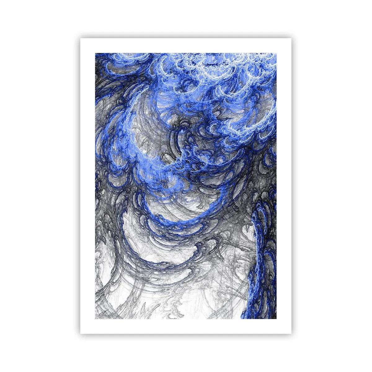 Poster - Abstrakte Wellen in Blau- und Grautönen - 50x70cm - Die Geburt einer Welle - Moderne Wanddekoration für Wohnzimmer und Schlafzimmer ARTTOR