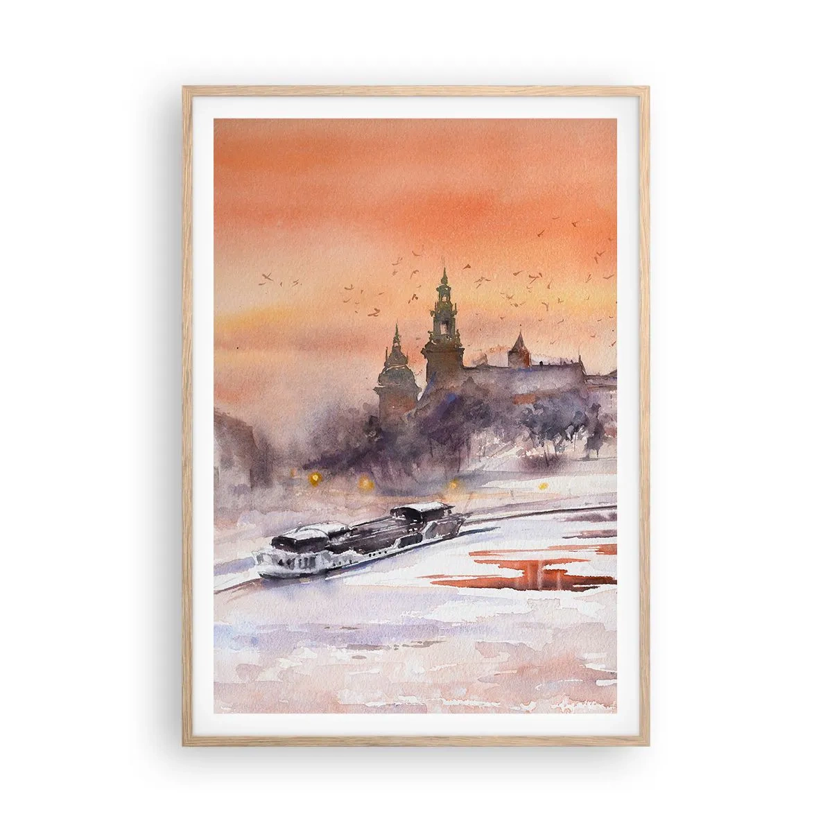 Poster in einem Rahmen aus heller Eiche - Königlicher Sonnenuntergang - 70x100 cm