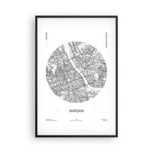 Poster in einem schwarzem Rahmen - Anatomie von Warschau - 61x91 cm