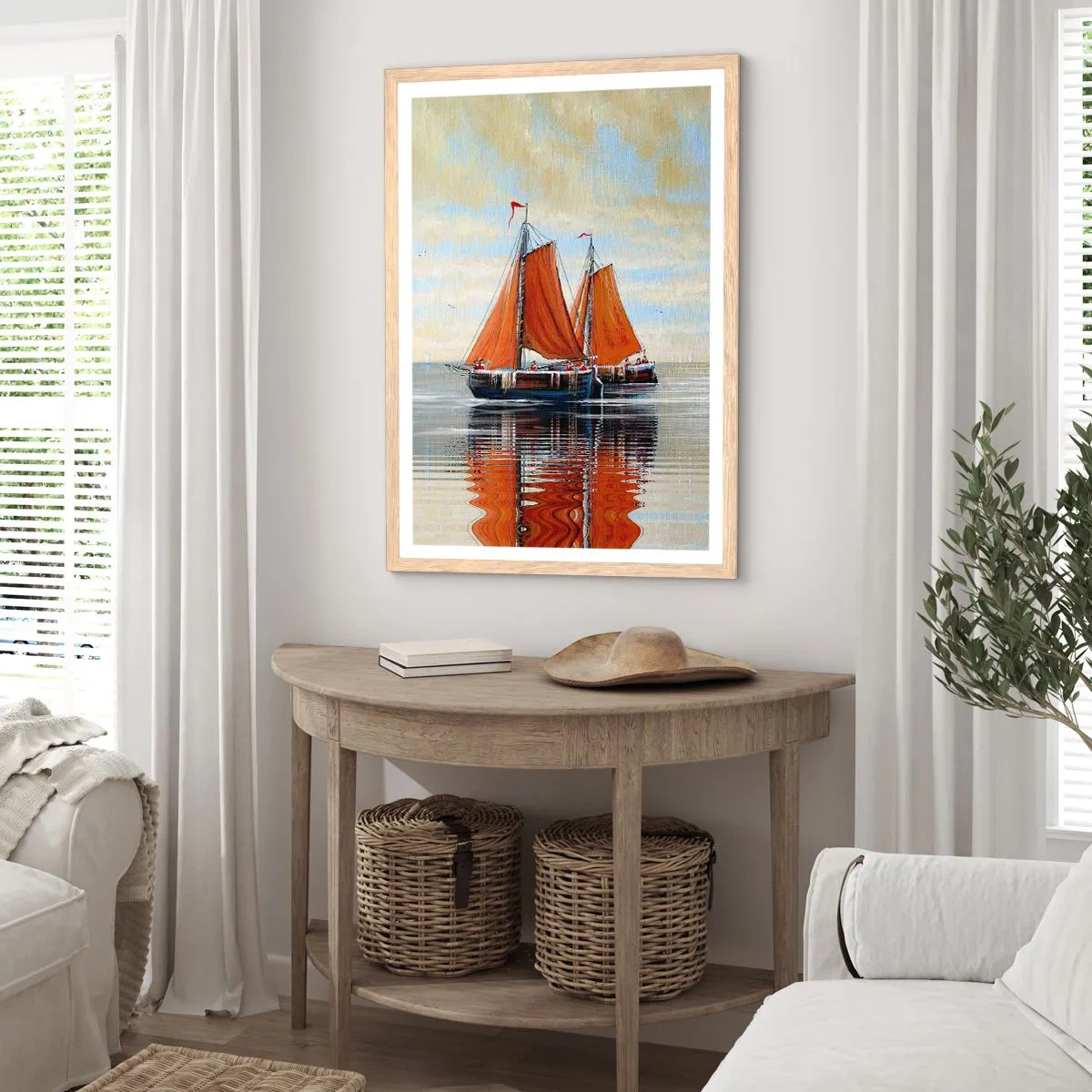 Poster in einem Rahmen aus heller Eiche - Hey, Segel, Matrose ... - 70x100 cm