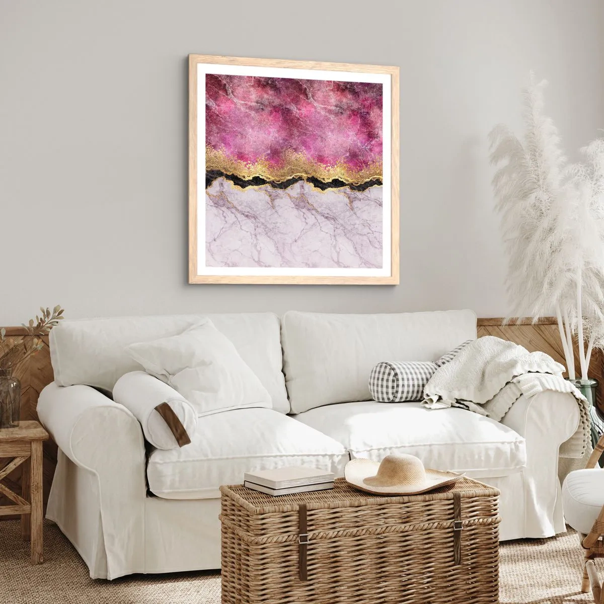 Poster in einem Rahmen aus heller Eiche - An der Grenze - 50x50 cm