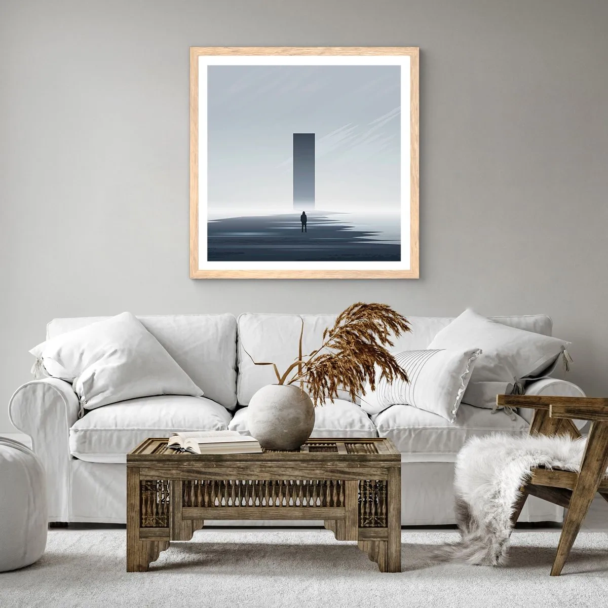 Poster in einem Rahmen aus heller Eiche - Chance oder Bedrohung? - 40x40 cm