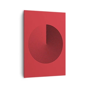 Bild auf Leinwand - Leinwandbild - Konzentrische Kreise auf rotem Hintergrund - 70x100cm - Kreisbewegung - Moderne Wanddekoration für Wohnzimmer und Schlafzimmer ARTTOR