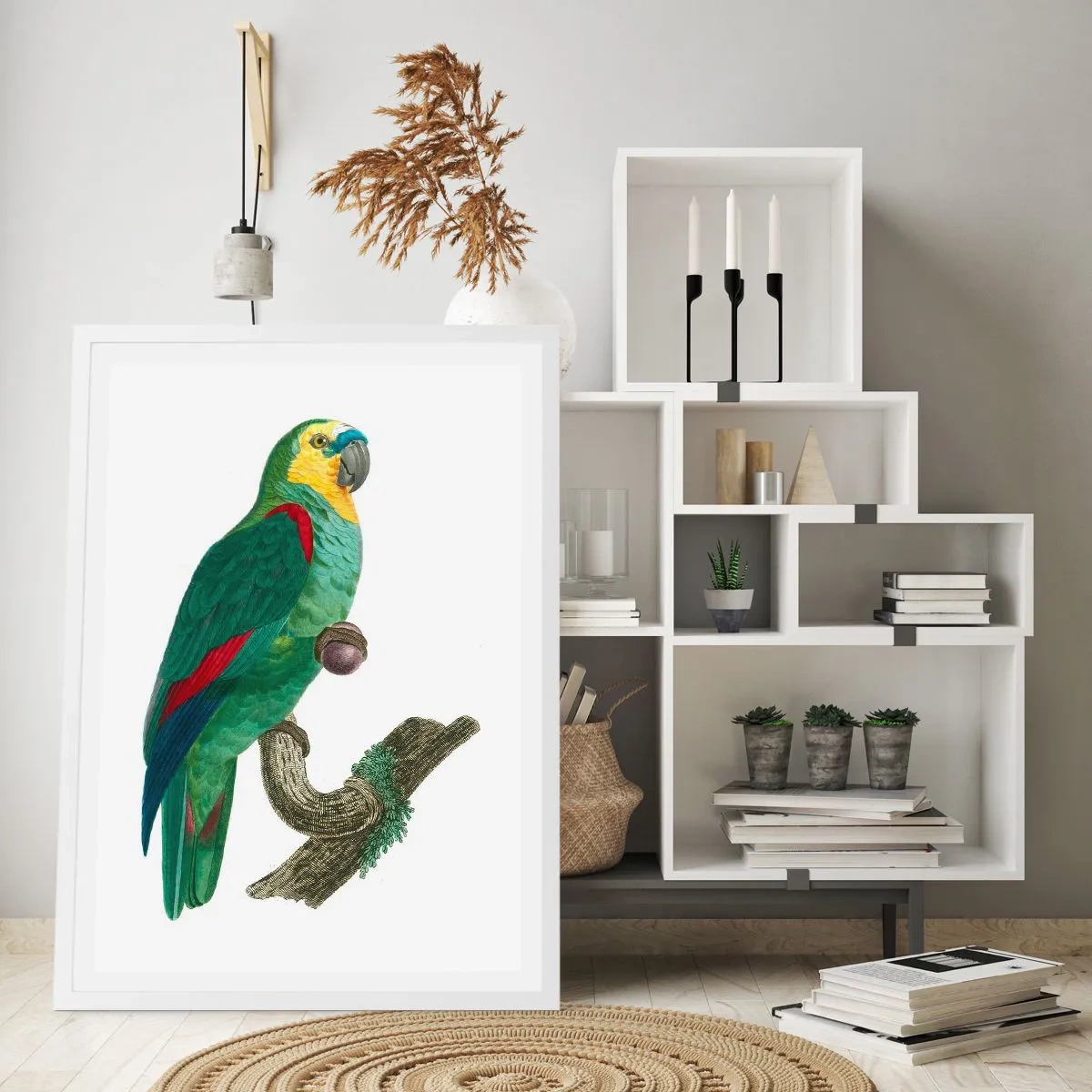 Poster in einem weißen Rahmen - Papageienporträt - 30x40 cm