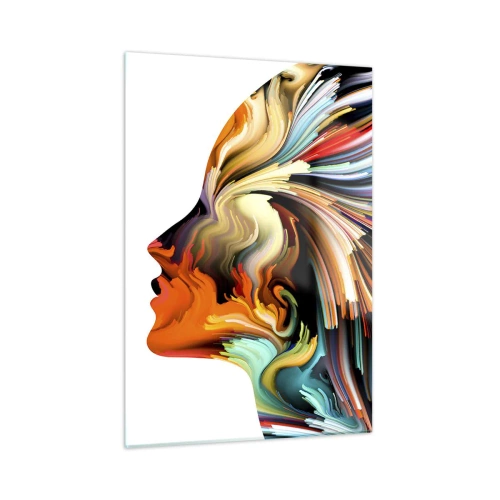 Glasbild - Bild auf glas - Eine Farbexplosion in Form einer menschlichen Silhouette - 50x70cm - Eine Explosion der Fantasie - Moderne Wanddekoration für Wohnzimmer und Schlafzimmer ARTTOR