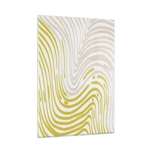 Glasbild - Bild auf glas - Organische Linien in Beige- und Limettentönen auf weißem Hintergrund - 50x70cm - Komposition mit sanfter Biegung - Moderne Wanddekoration für Wohnzimmer und Schlafzimmer ARTTOR