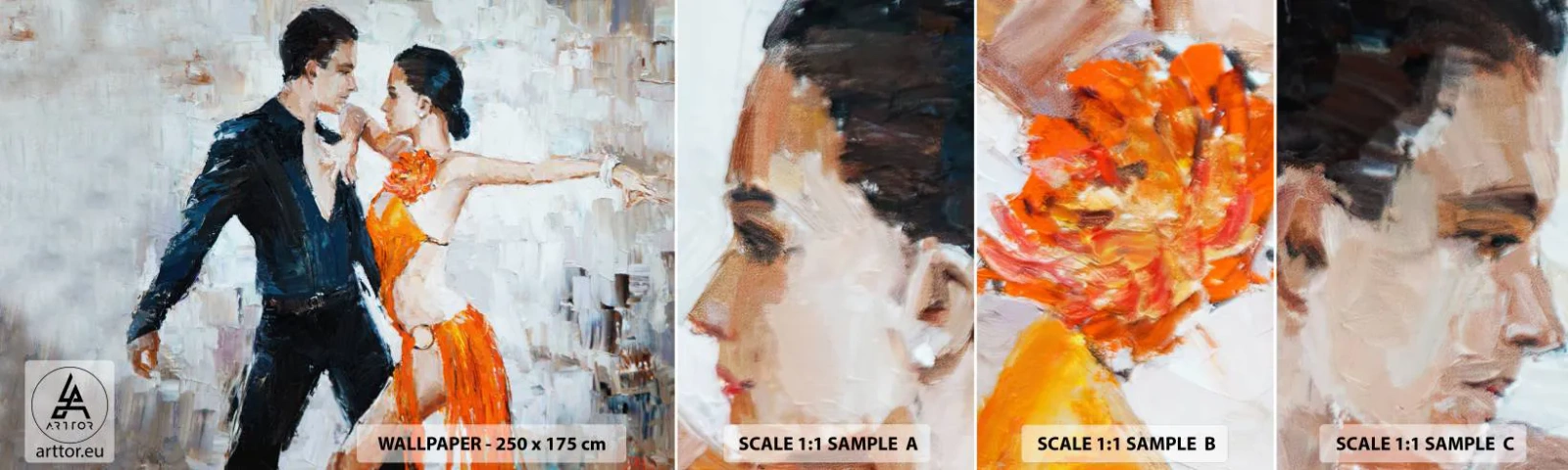 Fototapeten Muster Selbstklebend Deluxe Sticker - Schmutziges Tanzen - Abstraktion, Tanzen, Tango - 100x30 cm