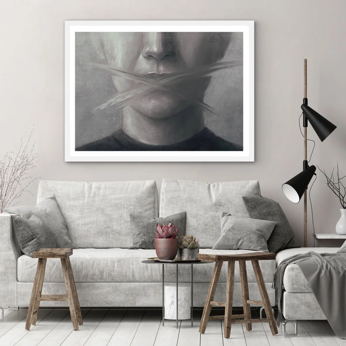 Poster in einem weißen Rahmen - Ohne ein Wort - 91x61 cm