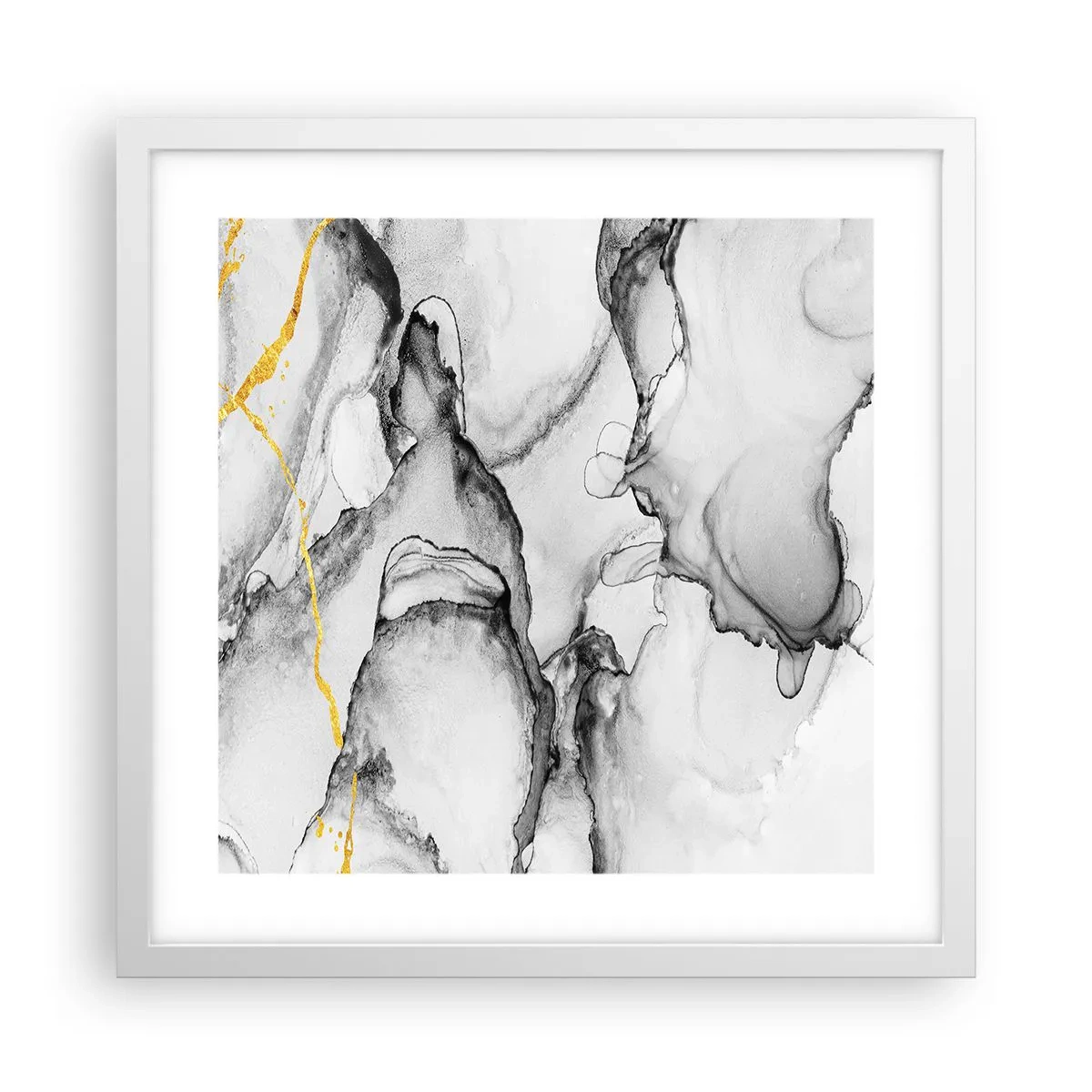 Poster in einem weißen Rahmen - Komposition mit Goldmotiv - 40x40 cm