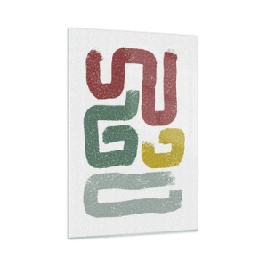 Glasbild - Bild auf glas - Bunte geometrische Muster im abstrakten Stil - 80x120cm - In einer unbekannten Sprache - Moderne Wanddekoration für Wohnzimmer und Schlafzimmer ARTTOR