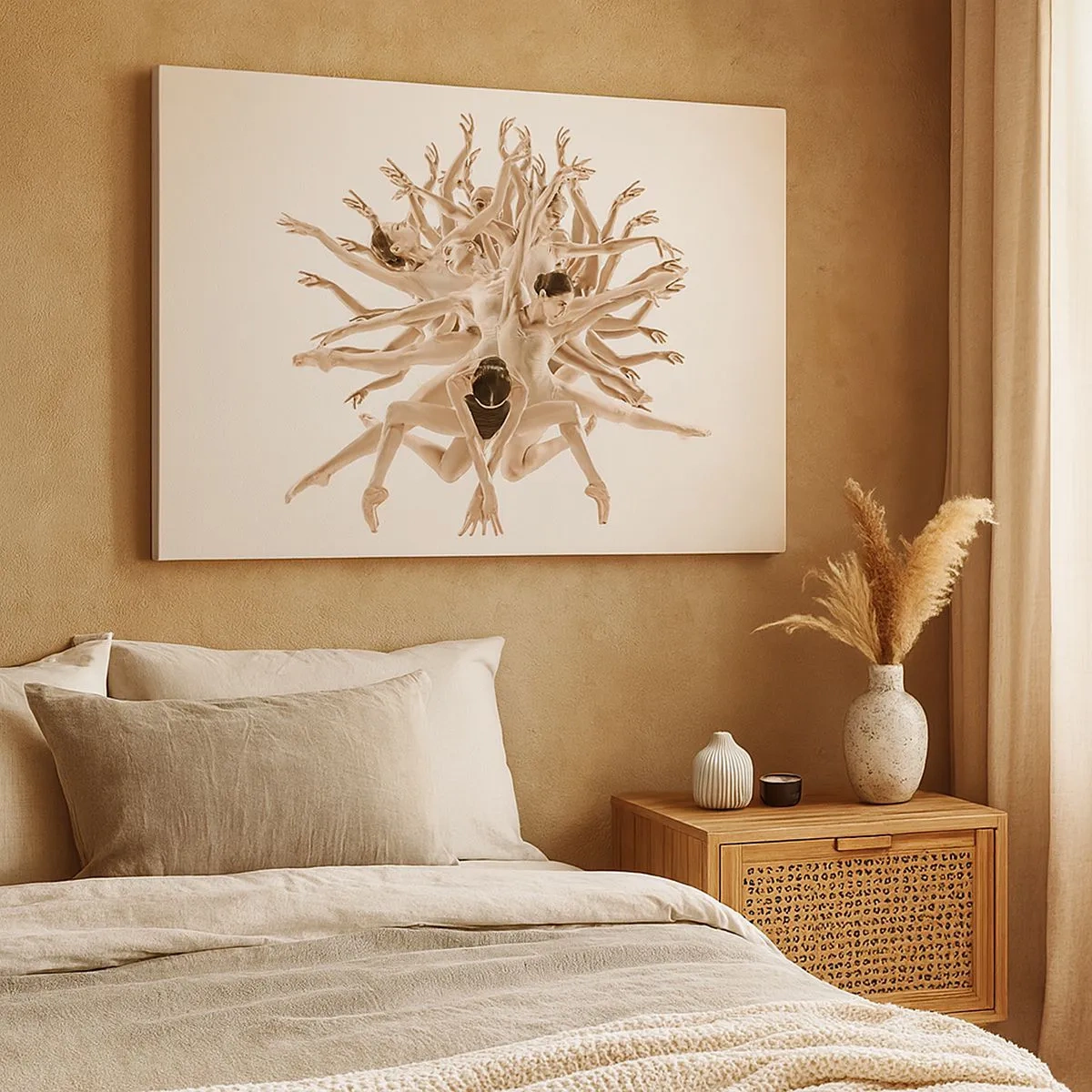 Bild auf Leinwand - Leinwandbild - Abstrakte Komposition von Tänzern in Bewegung - 70x50cm - Aufblühen im Tanz - Moderne Wanddekoration für Wohnzimmer und Schlafzimmer ARTTOR