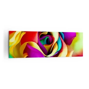 Bild auf Leinwand - Leinwandbild - Eine bunte Rose in Regenbogenfarben - 160x50cm - Es ist unmöglich - Moderne Wanddekoration für Wohnzimmer und Schlafzimmer ARTTOR