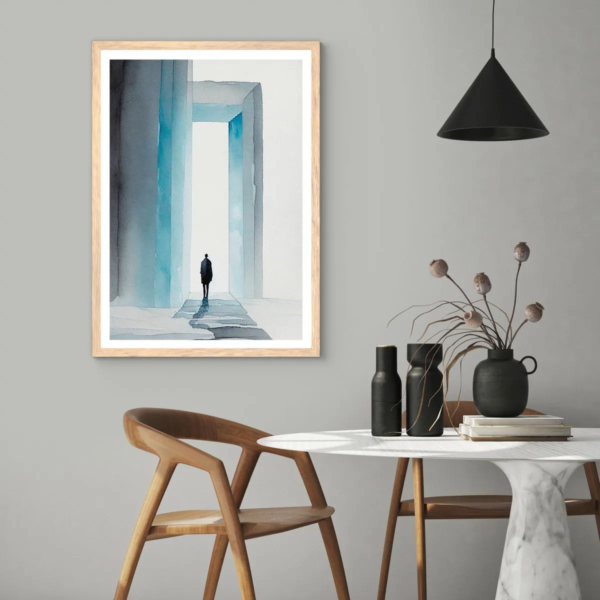 Poster in einem Rahmen aus heller Eiche - Lebe ohne Grenzen - 30x40 cm