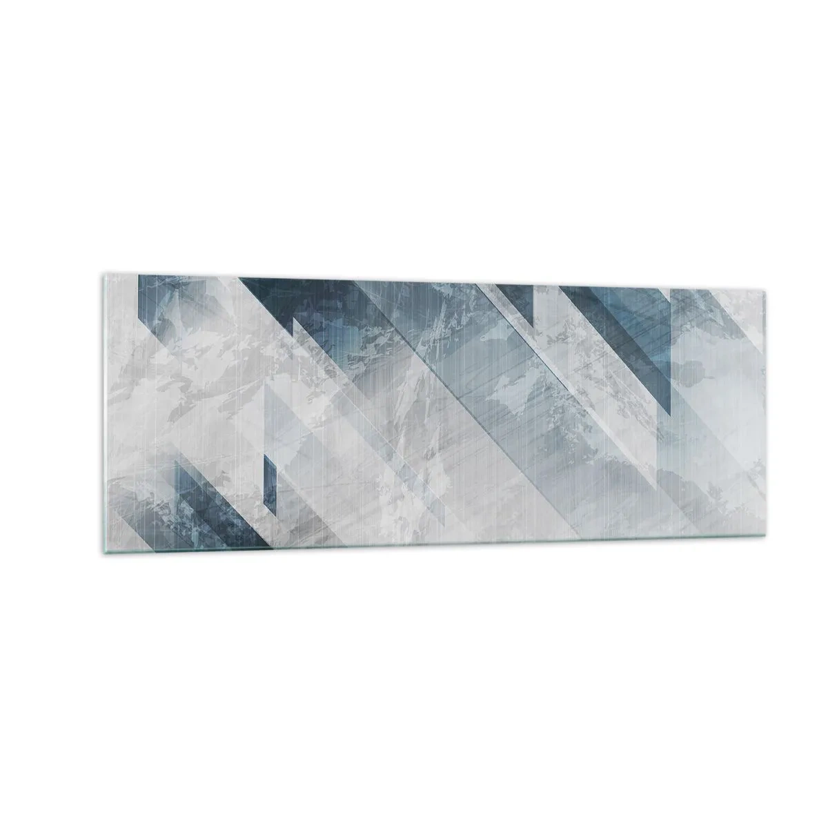 Glasbild - Bild auf glas - Abstrakte Linien in Grau- und Blautönen - 140x50cm - Räumliche Komposition - graue Bewegung - Moderne Wanddekoration für Wohnzimmer und Schlafzimmer ARTTOR