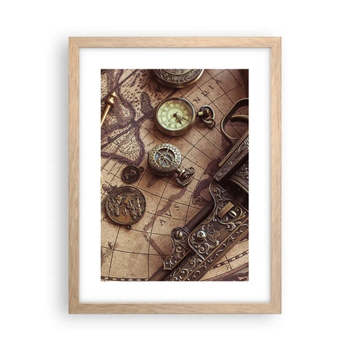 Poster in einem Rahmen aus heller Eiche - Das Abenteuer ruft - 30x40 cm