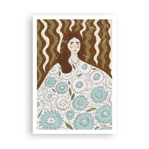 Poster - Porträt im floralen Gewand - 70x100 cm