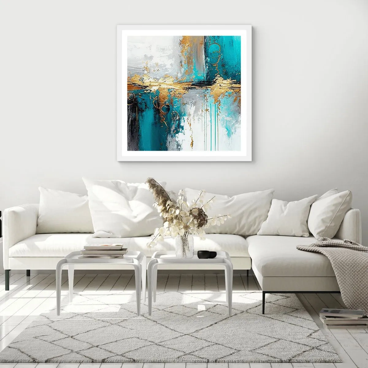 Poster in einem weißen Rahmen - Alles fließt - 50x50 cm