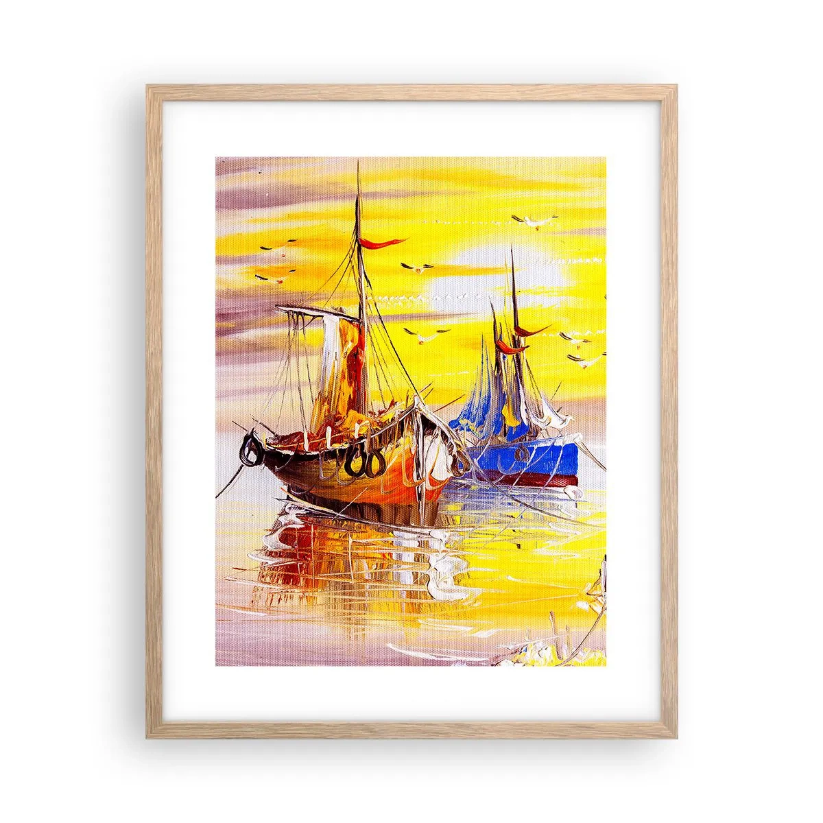 Poster in einem Rahmen aus heller Eiche - Eine wohlverdiente Pause im Hafen - 40x50 cm