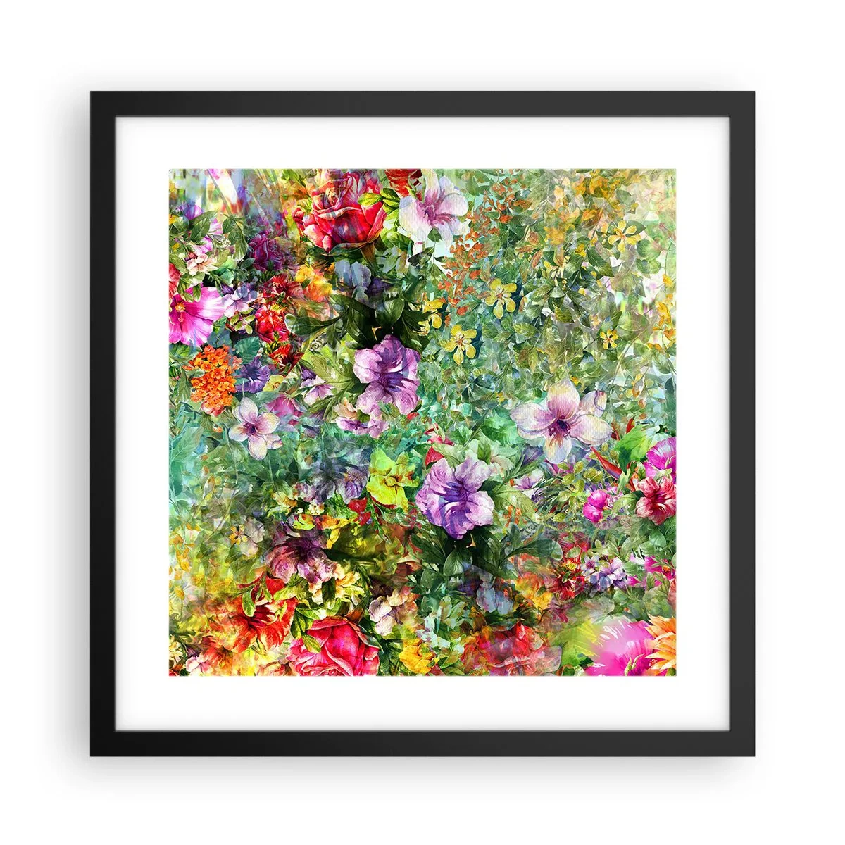 Poster in einem schwarzem Rahmen - In Blumen für das Verderben - 40x40 cm