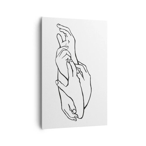 Bild auf Leinwand - Leinwandbild - Eine minimalistische Skizze von Händen, die in einer zarten Geste gefaltet sind. - 80x120cm - Gute Geste - Moderne Wanddekoration für Wohnzimmer und Schlafzimmer ARTTOR