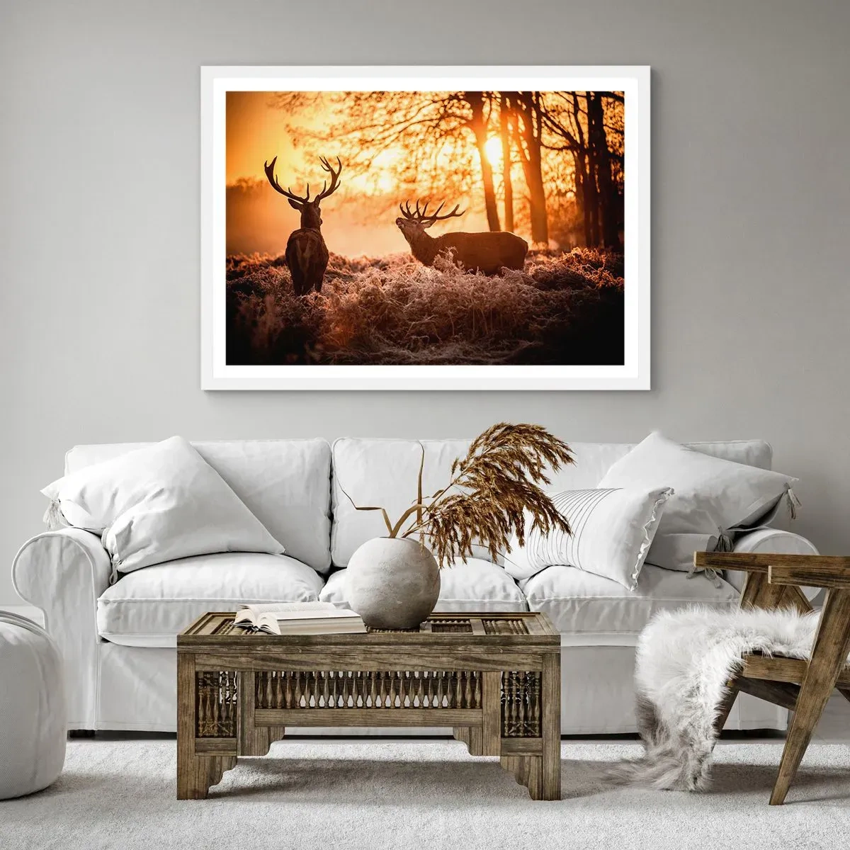 Poster in einem weißen Rahmen - Der Traum eines Jägers - 50x40 cm