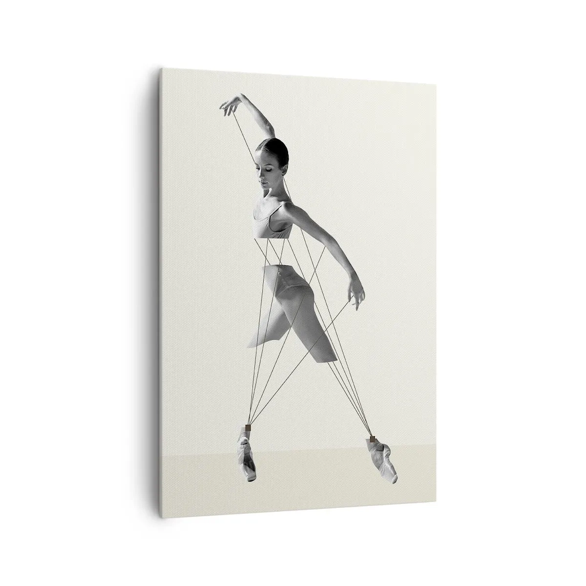 Bild auf Leinwand - Leinwandbild - Ballerina in geometrischer Interpretation mit Linien - 70x100cm - Im Theater der Welt - Moderne Wanddekoration für Wohnzimmer und Schlafzimmer ARTTOR