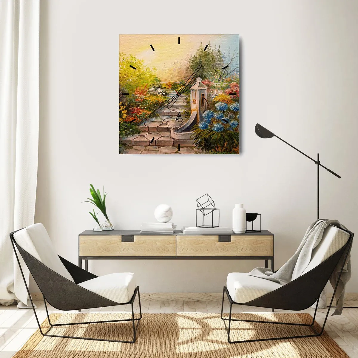 Wanduhr - Glasuhr - In voller Blüte - 40x40 cm