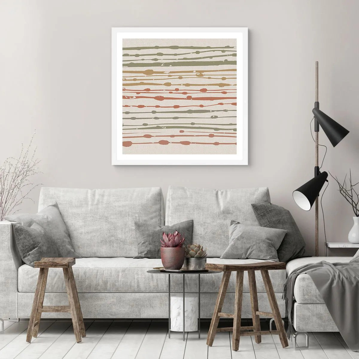 Poster in einem weißen Rahmen - Musikalische Notation von Farben - 40x40 cm