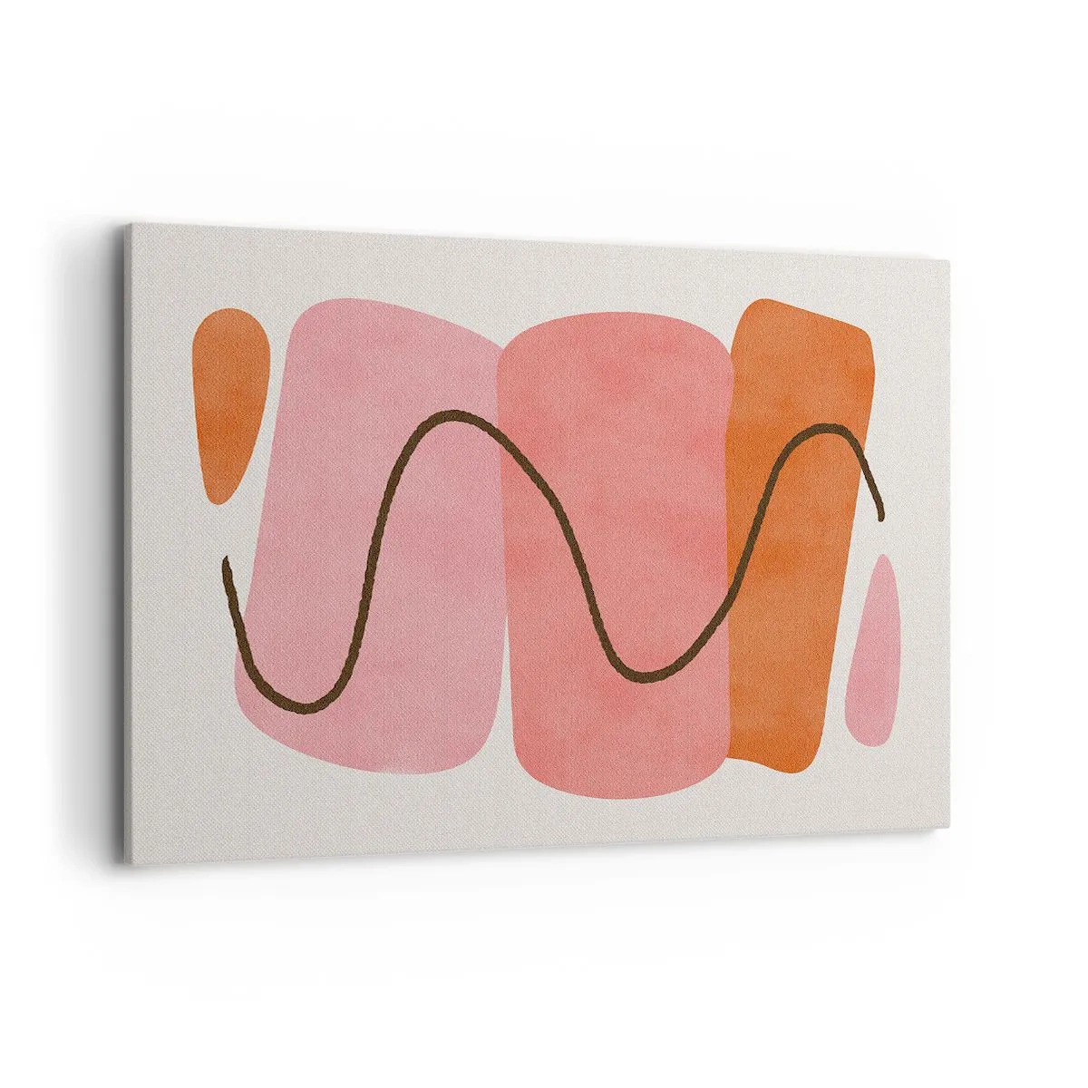 Bild auf Leinwand - Leinwandbild - Abstrakte Formen in Rosa- und Orangetönen - 120x80cm - Sanfte Bewegung der Formen - Moderne Wanddekoration für Wohnzimmer und Schlafzimmer ARTTOR