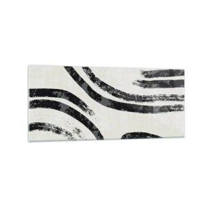 Glasbild - Bild auf glas - Schwarz-weiße abstrakte Linien auf hellem Hintergrund - 120x50cm - Bei Hälfte angehalten - Moderne Wanddekoration für Wohnzimmer und Schlafzimmer ARTTOR