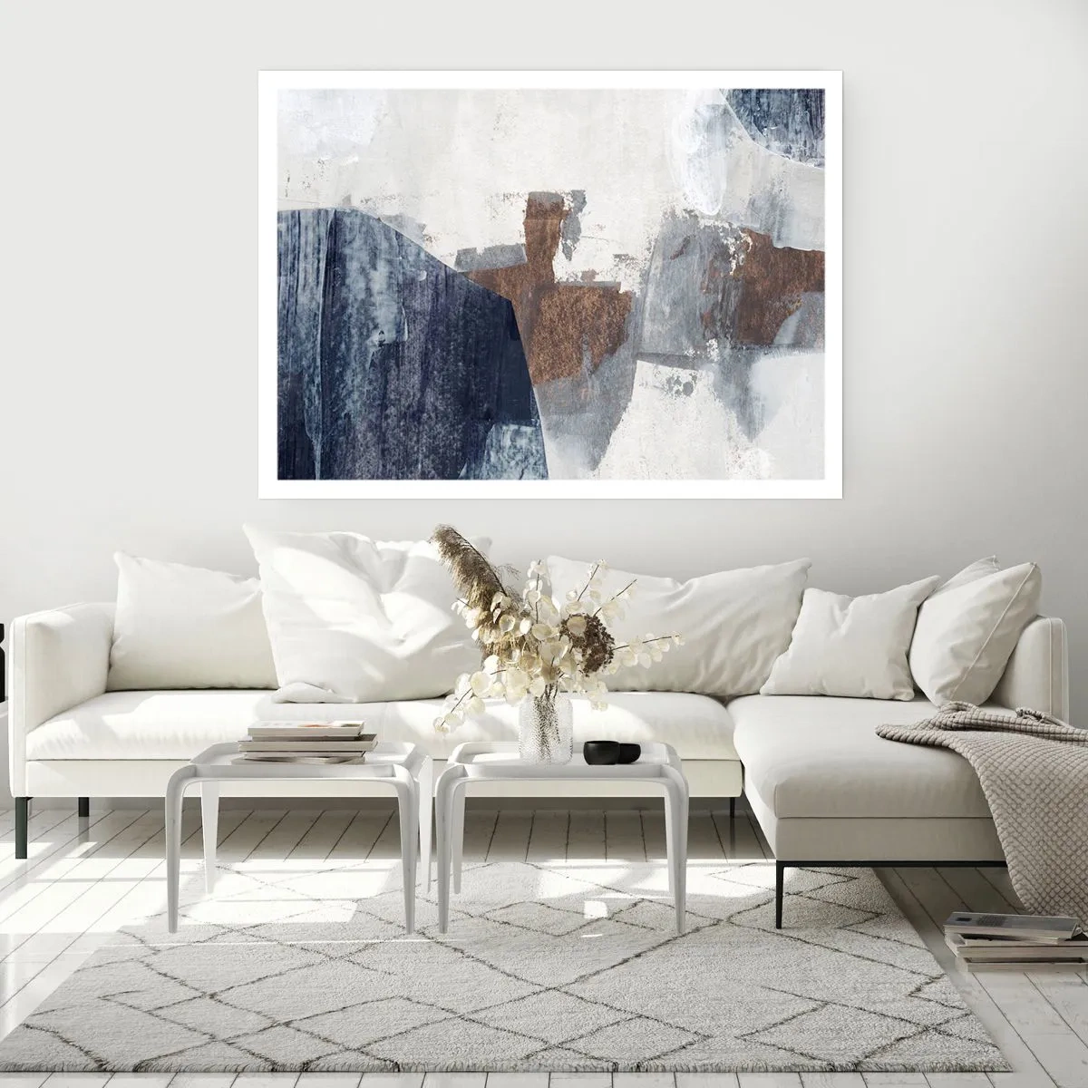 Poster - Blaue und braune Formen - 50x40 cm