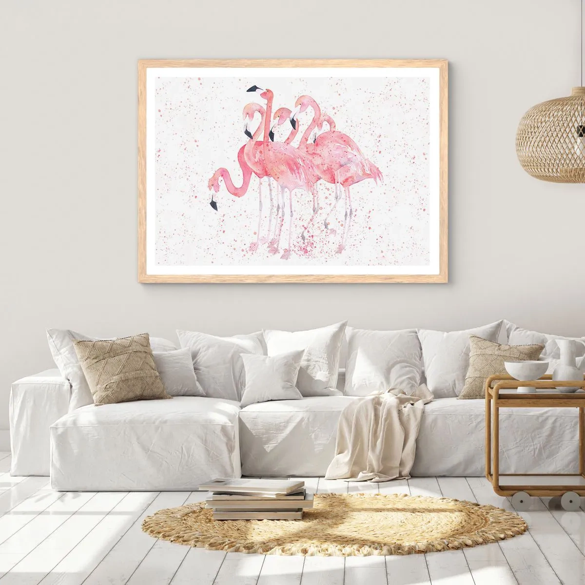 Poster in einem Rahmen aus heller Eiche - Rosa Ensemble - 50x40 cm