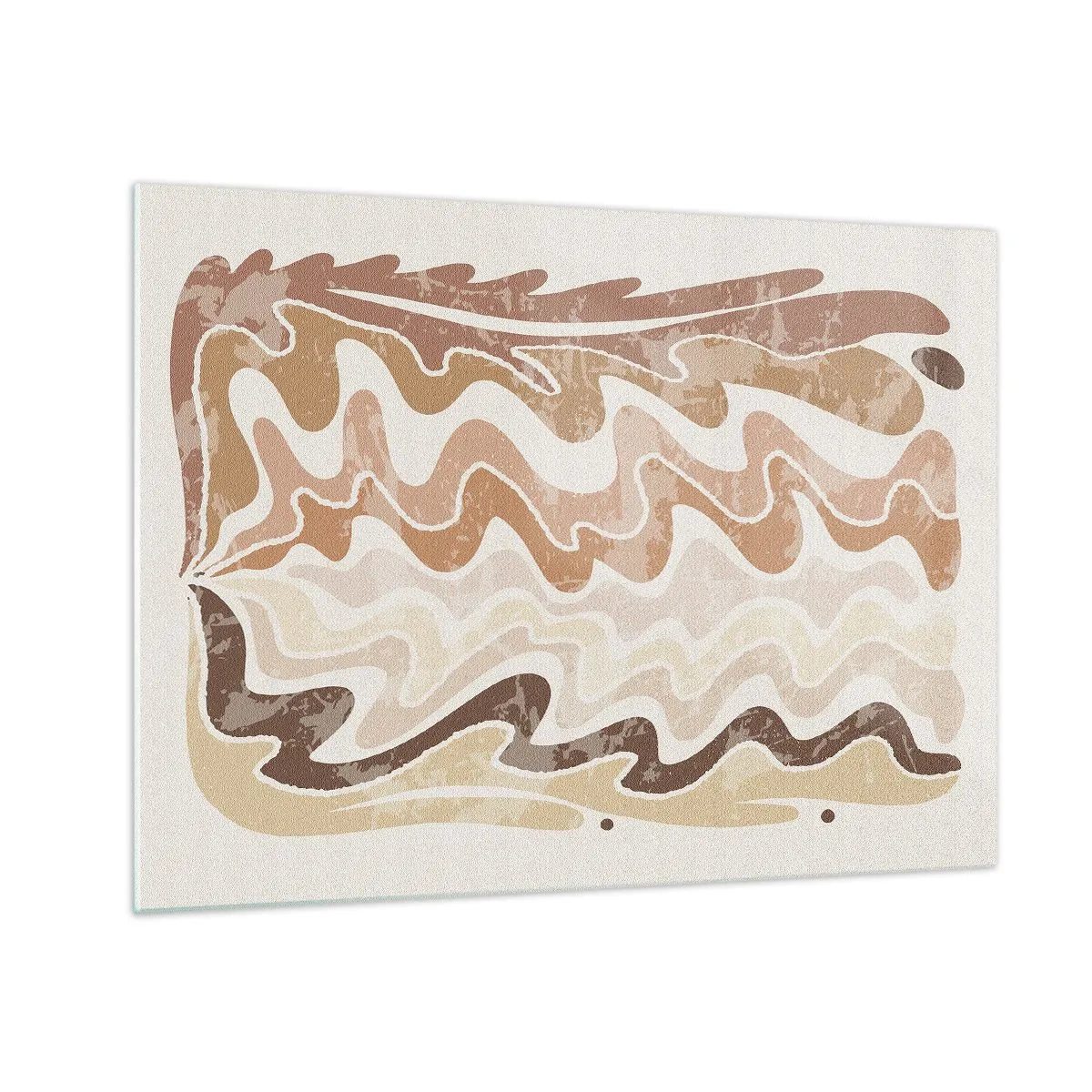 Glasbild - Bild auf glas - Beige und braune Wellen in einer abstrakten Komposition - 70x50cm - Gute Energie – gute Gefühle - Moderne Wanddekoration für Wohnzimmer und Schlafzimmer ARTTOR