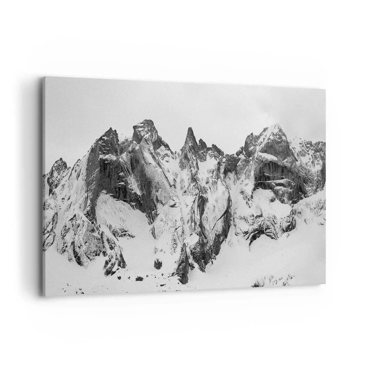 Bild auf Leinwand - Leinwandbild - Schwarz-weiße schneebedeckte Berggipfel - 120x80cm - Gefährlicher Granitgrat - Moderne Wanddekoration für Wohnzimmer und Schlafzimmer ARTTOR