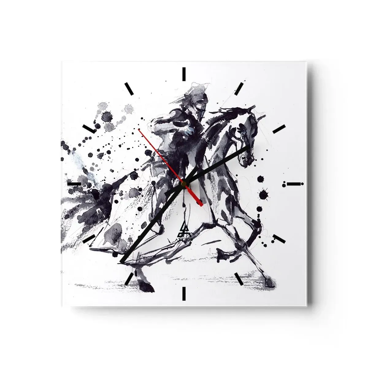 Wanduhr - Glasuhr - Schwarzer Ritter - 40x40 cm