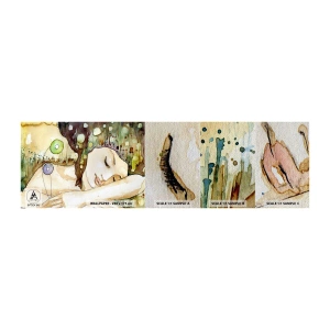 Fototapeten Muster Premium Sand - Ein smaragd-violetter Traum - Abstraktion, Frau, Illustration - 100x30 cm