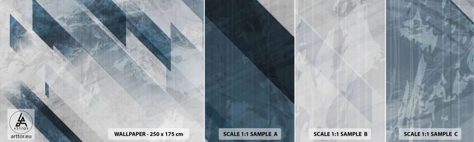 Fototapetenmuster Standard Eco - Räumliche Komposition - graue Bewegung - Abstraktion, Stück, Modernes Muster - 100x30 cm