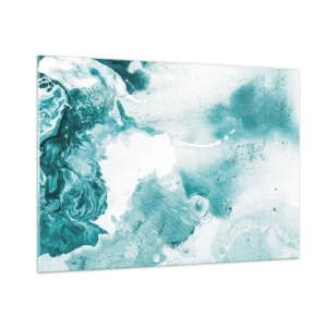 Glasbild - Bild auf glas - Abstrakte blaue Pools auf einem Glashintergrund - 100x70cm - Morast von Blau - Moderne Wanddekoration für Wohnzimmer und Schlafzimmer ARTTOR