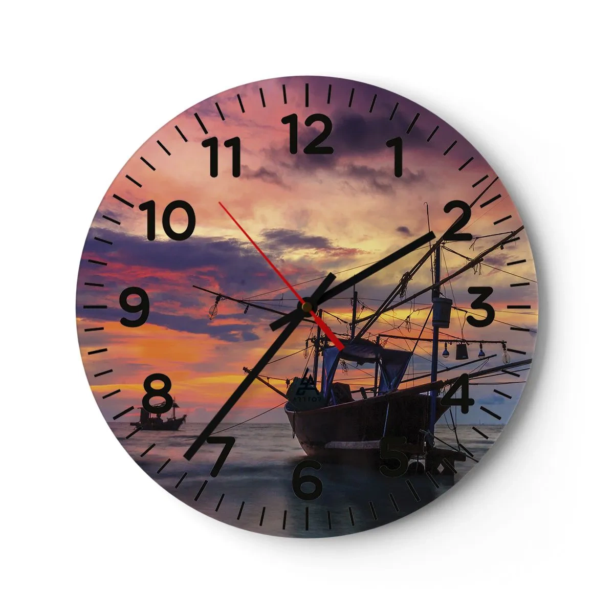 Wanduhr - Glasuhr - Exotischer Abend - 40x40 cm
