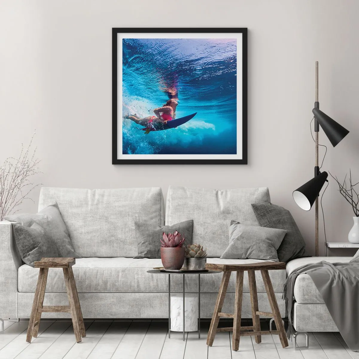 Poster in einem schwarzem Rahmen - Tiefe der Freude - 30x30 cm