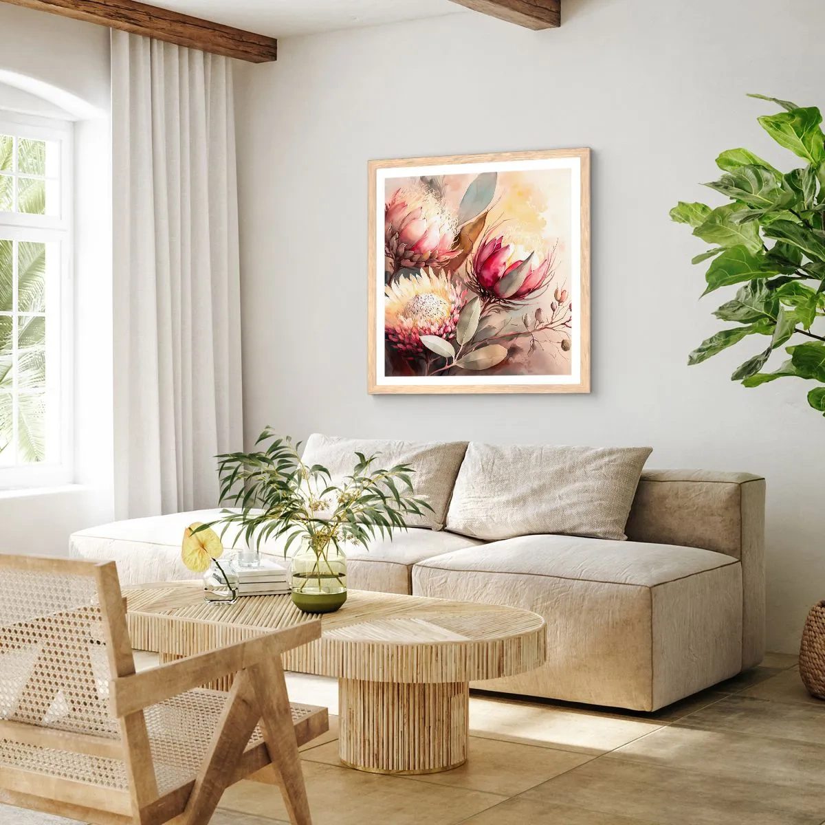 Poster in einem Rahmen aus heller Eiche - Im Profil und en face - 50x50 cm