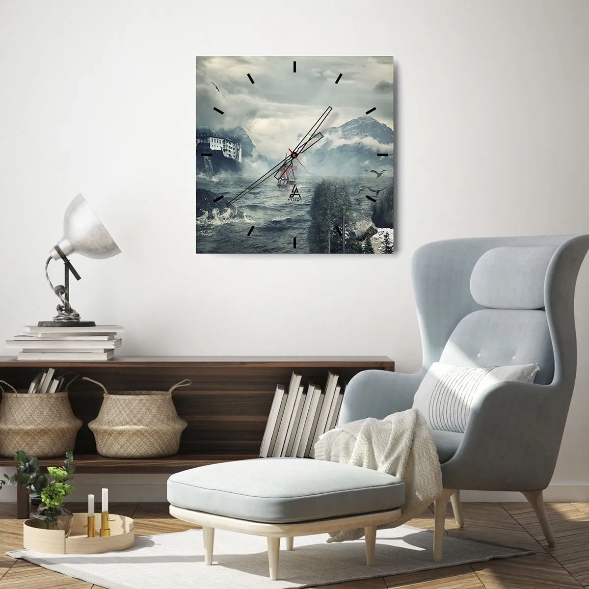 Wanduhr - Glasuhr - In magischen Gewässern - 30x30 cm