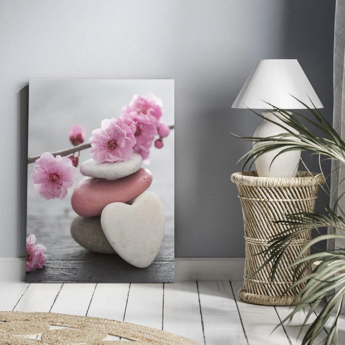 Bild auf Leinwand - Leinwandbild - Glückseligkeit mit einer Kirschblüte - 55x100 cm