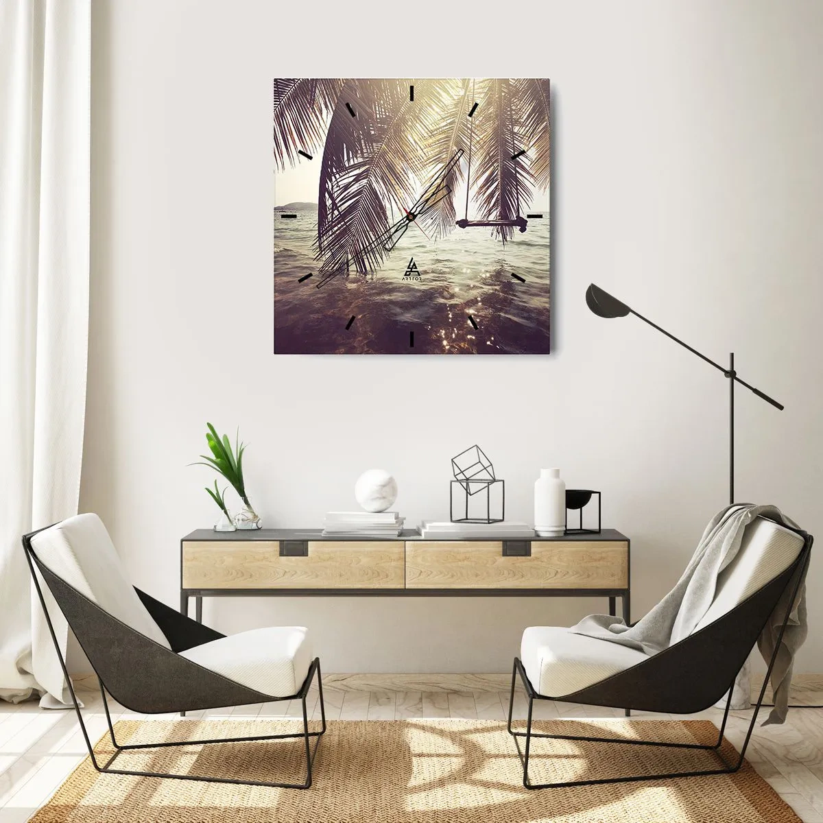 Wanduhr - Glasuhr - Sie können nach Belieben in den Wolken schwingen - 30x30 cm