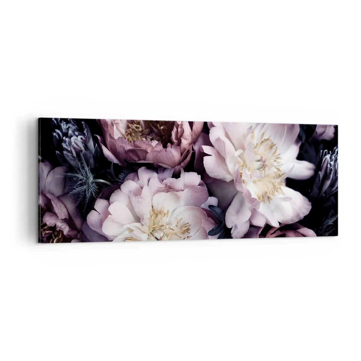 Bild auf Leinwand - Leinwandbild - Blumen in zarten Pastelltönen - 140x50cm - Blumenstrauß im alten Stil - Moderne Wanddekoration für Wohnzimmer und Schlafzimmer ARTTOR