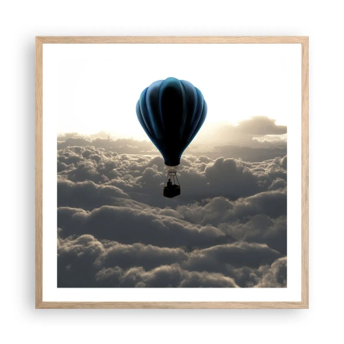 Poster in einem Rahmen aus heller Eiche - Ein Wanderer über den Wolken - 60x60 cm