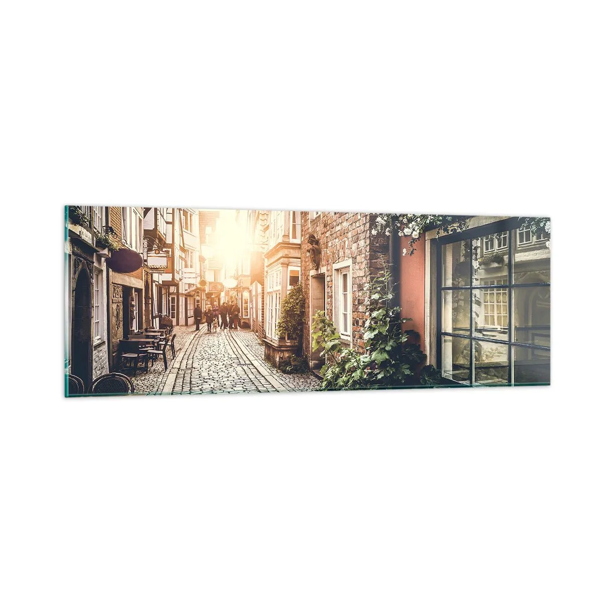 Glasbild - Bild auf glas - Rosenallee im rosa Schein - 90x30 cm