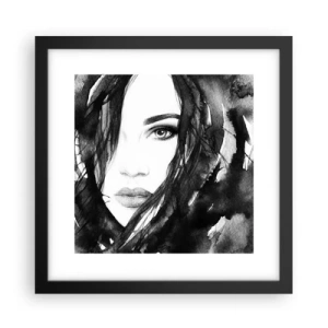 Poster in einem schwarzem Rahmen - Porträt einer Dame in Schwarzweiß - 30x30 cm