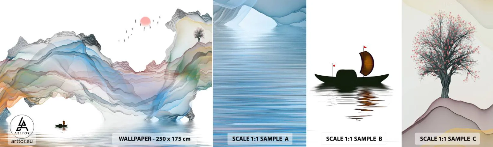Fototapetenmuster Standard Eco - Zu den Kristallbergen - Abstraktion, Fantasie, Landschaft - 100x30 cm